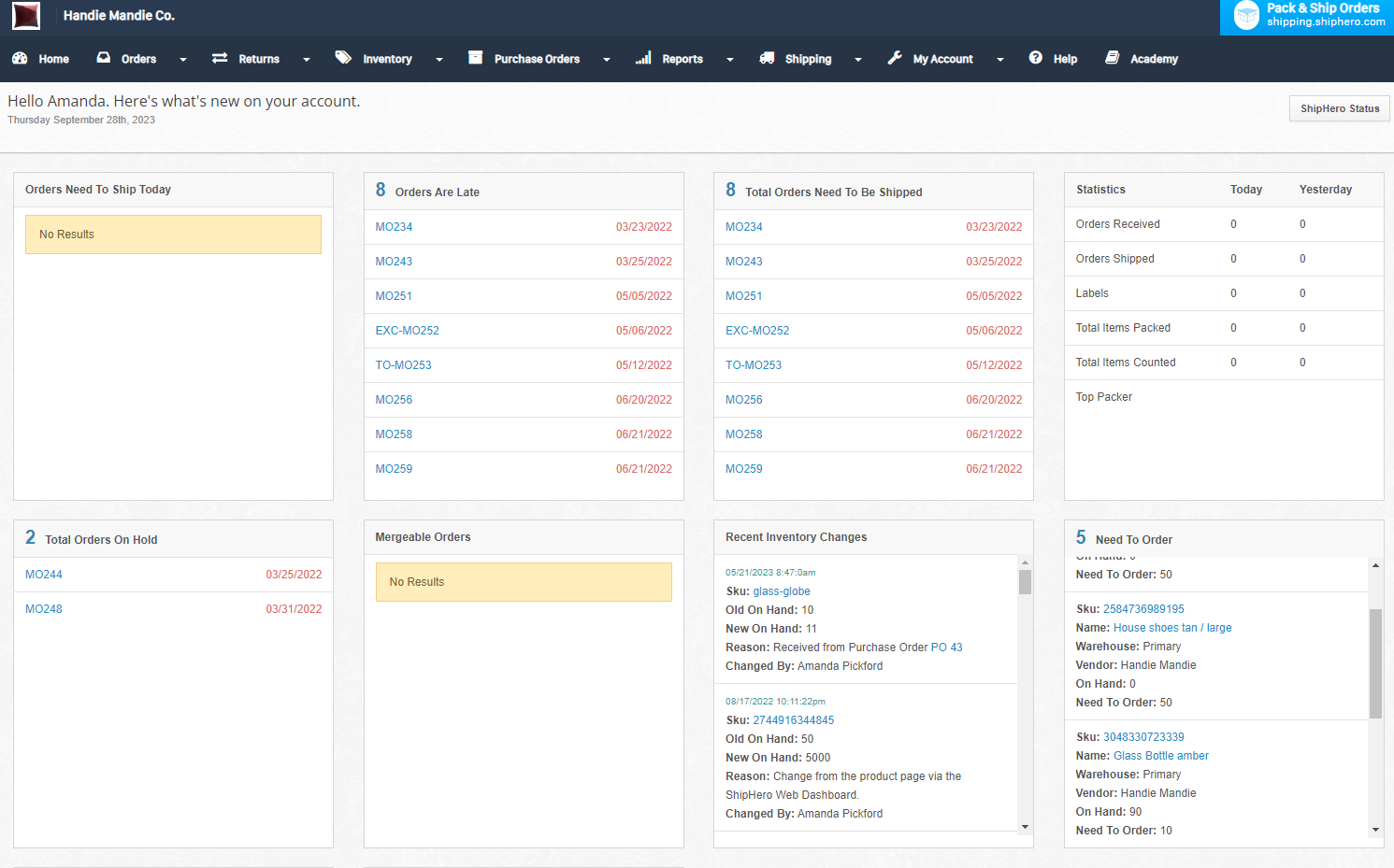 User Guide to the ShipHero Web Dashboard ShipHero