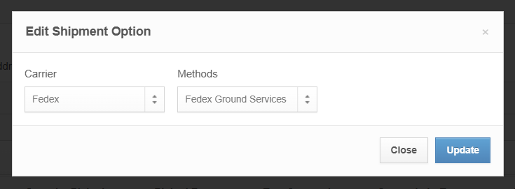 Screenshot of the FedEx Ground Services option within the ShipHero user interface.