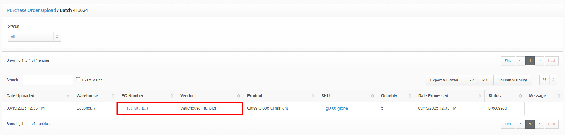 Image showing the All Purchase Orders page.