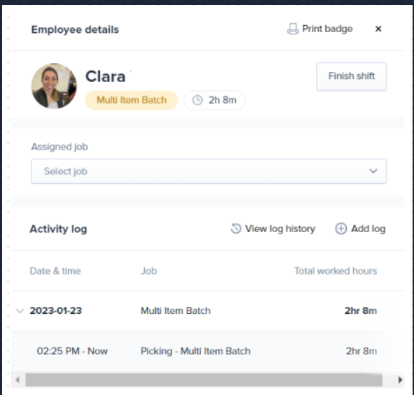 Individual employee log