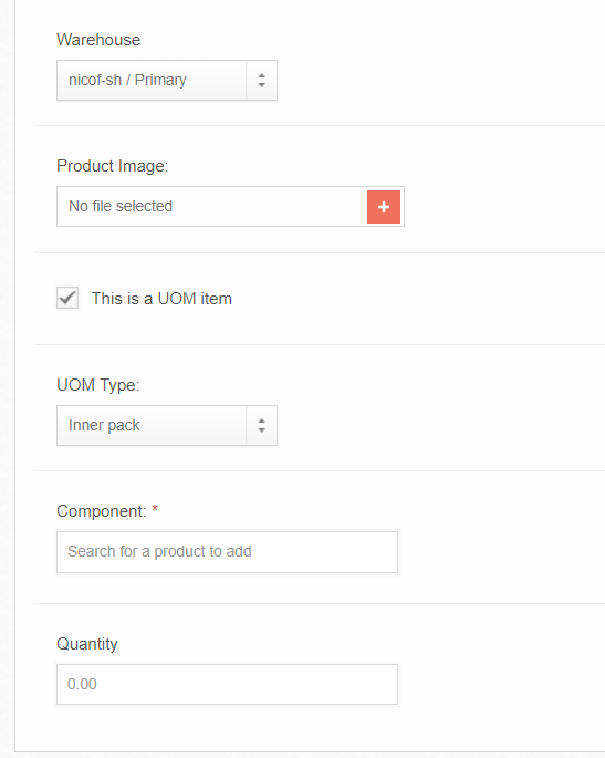 Add a product form with the UOM item checkbox selected