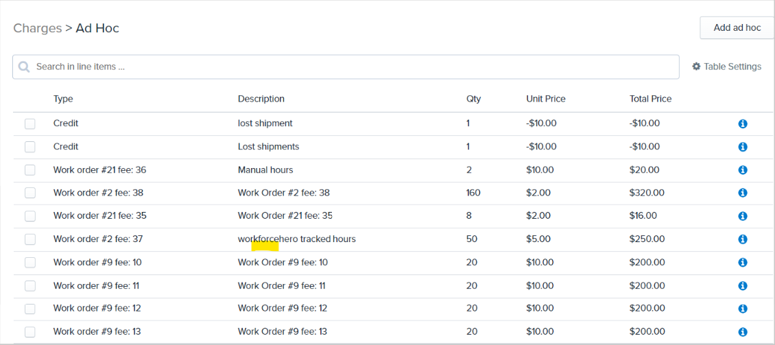 Work order marked as DONE with charges sent to 3PL billing