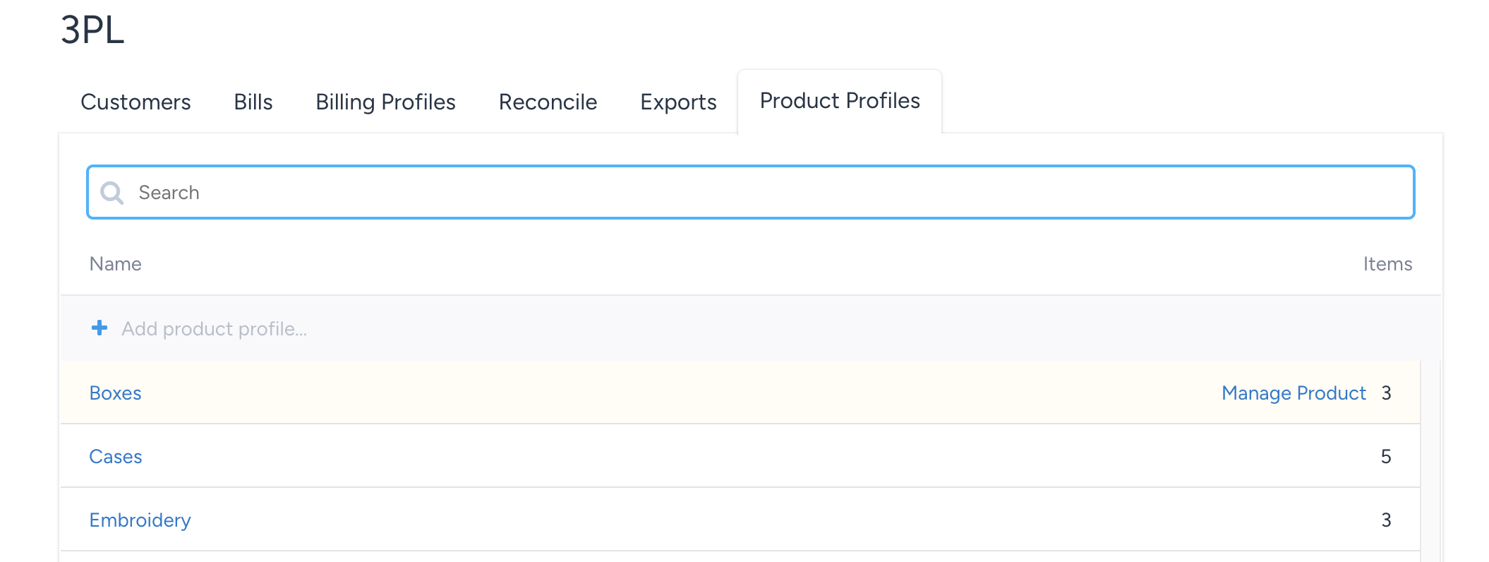 Manage Products example
