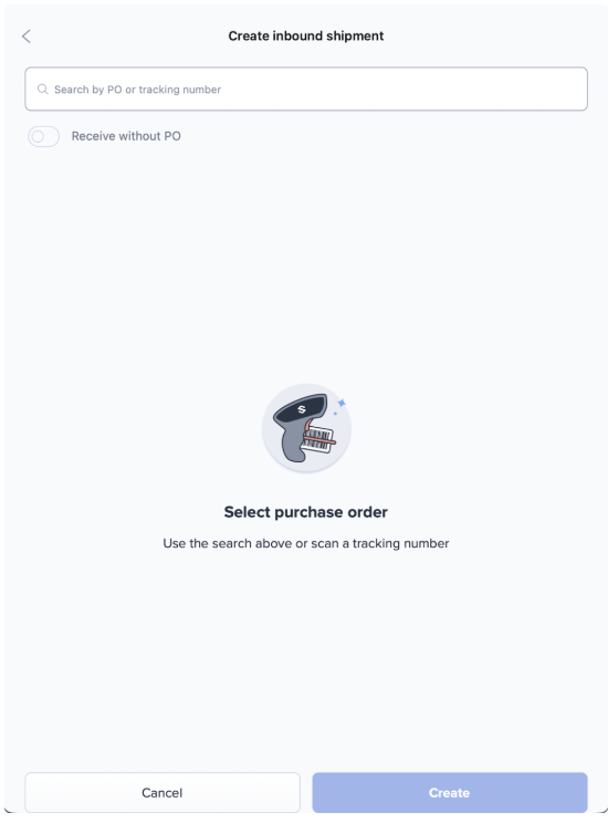 Create inbound shipment page on ShipHero mobile app