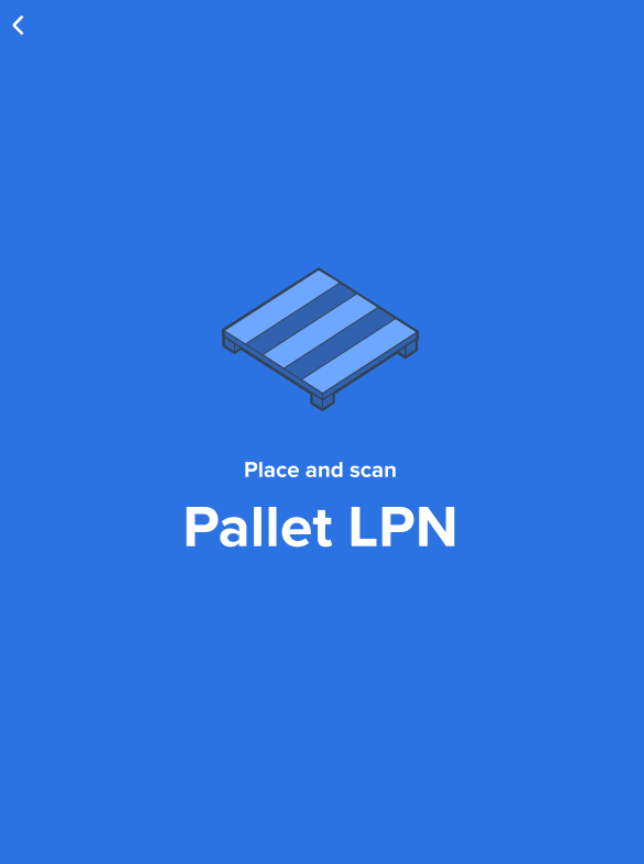 Scan pallet LPN screen