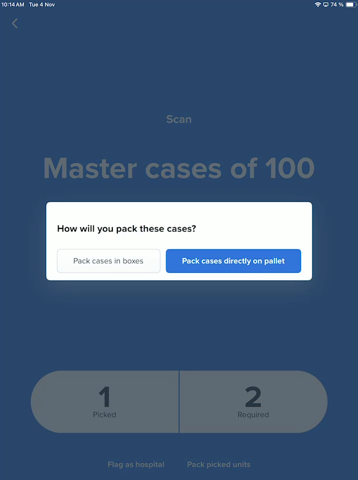 Pack cases option screen