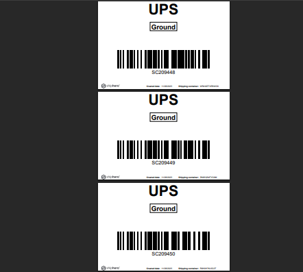 Generated PDF of duplicated shipping container labels