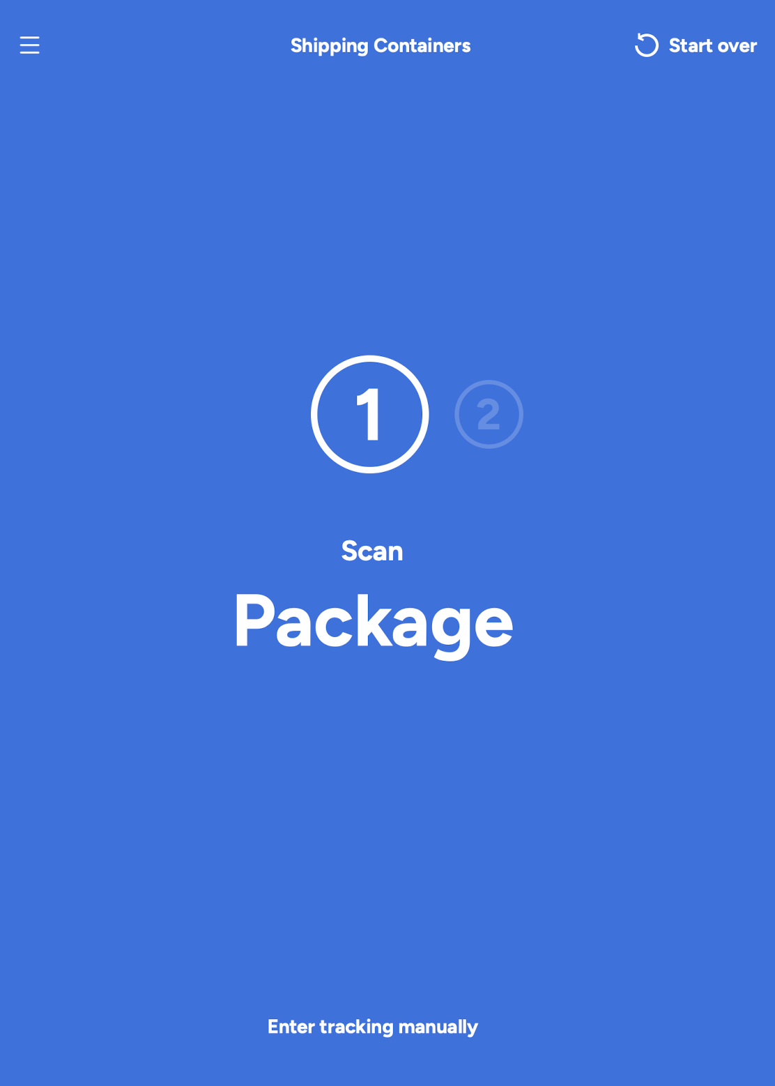 Scan a package screen in ShipHero Mobile package sorting