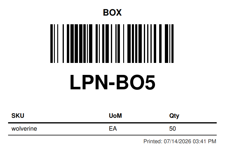 Detailed LPN label example showing content list