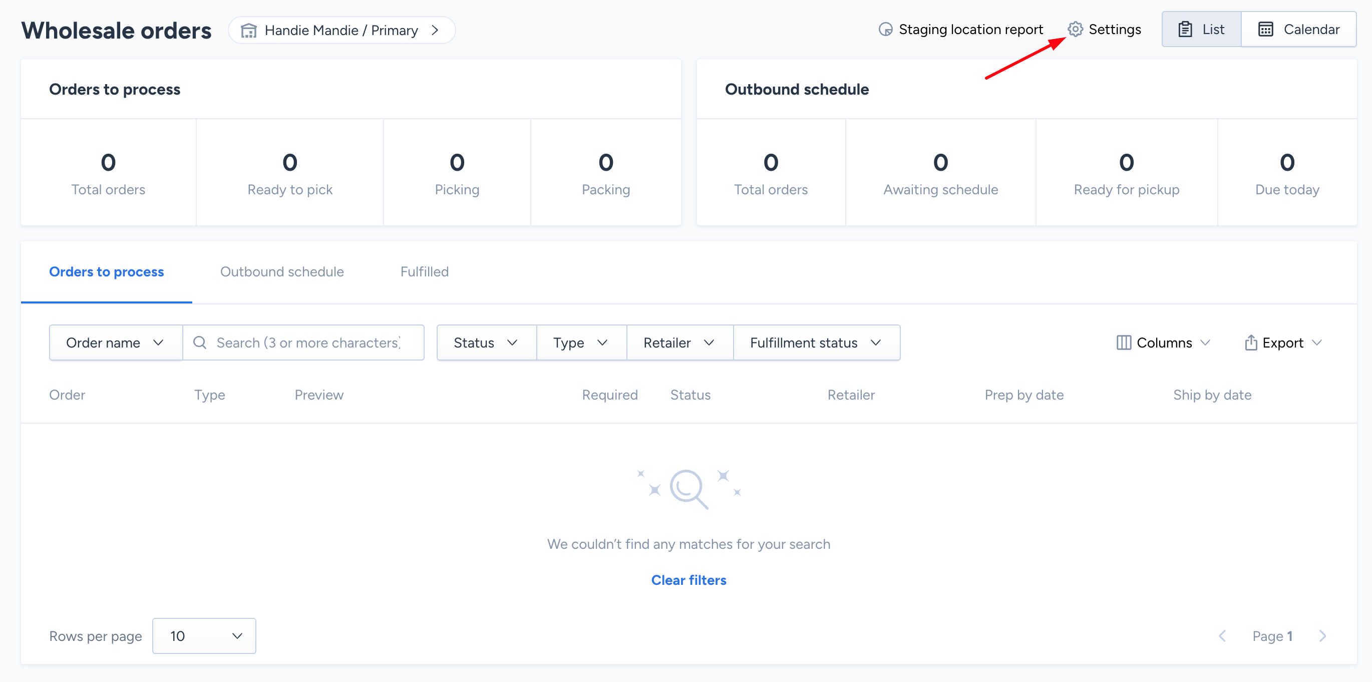 Quick access link to the Wholesale Settings page