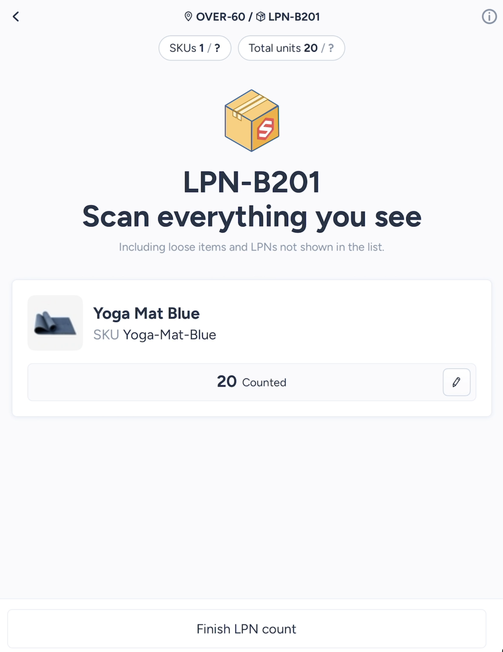 Counting items inside an LPN, step 3