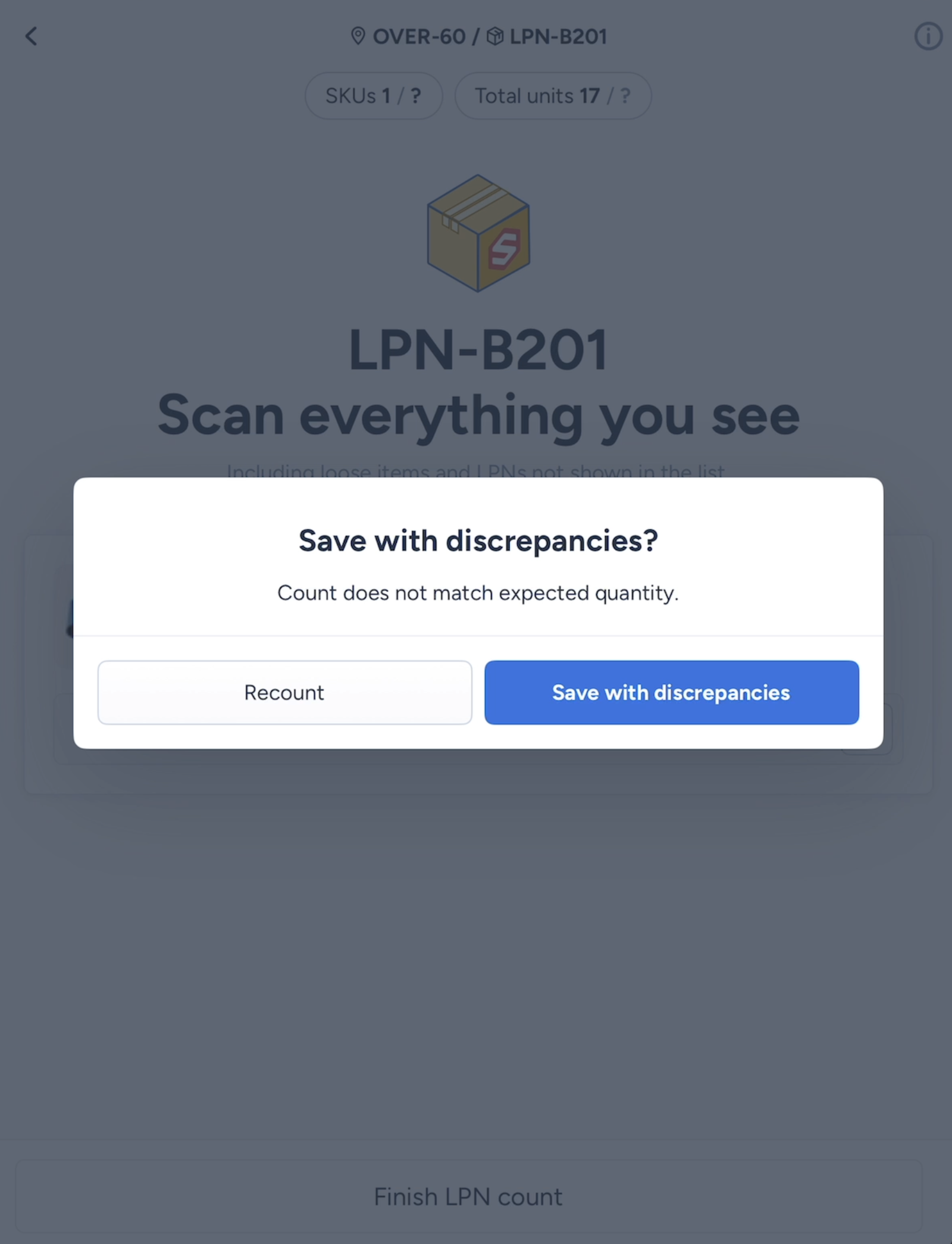 Recount and Save with discrepancies options