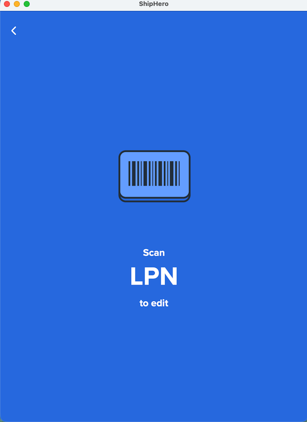 Scan carton LPN on ShipHero mobile app
