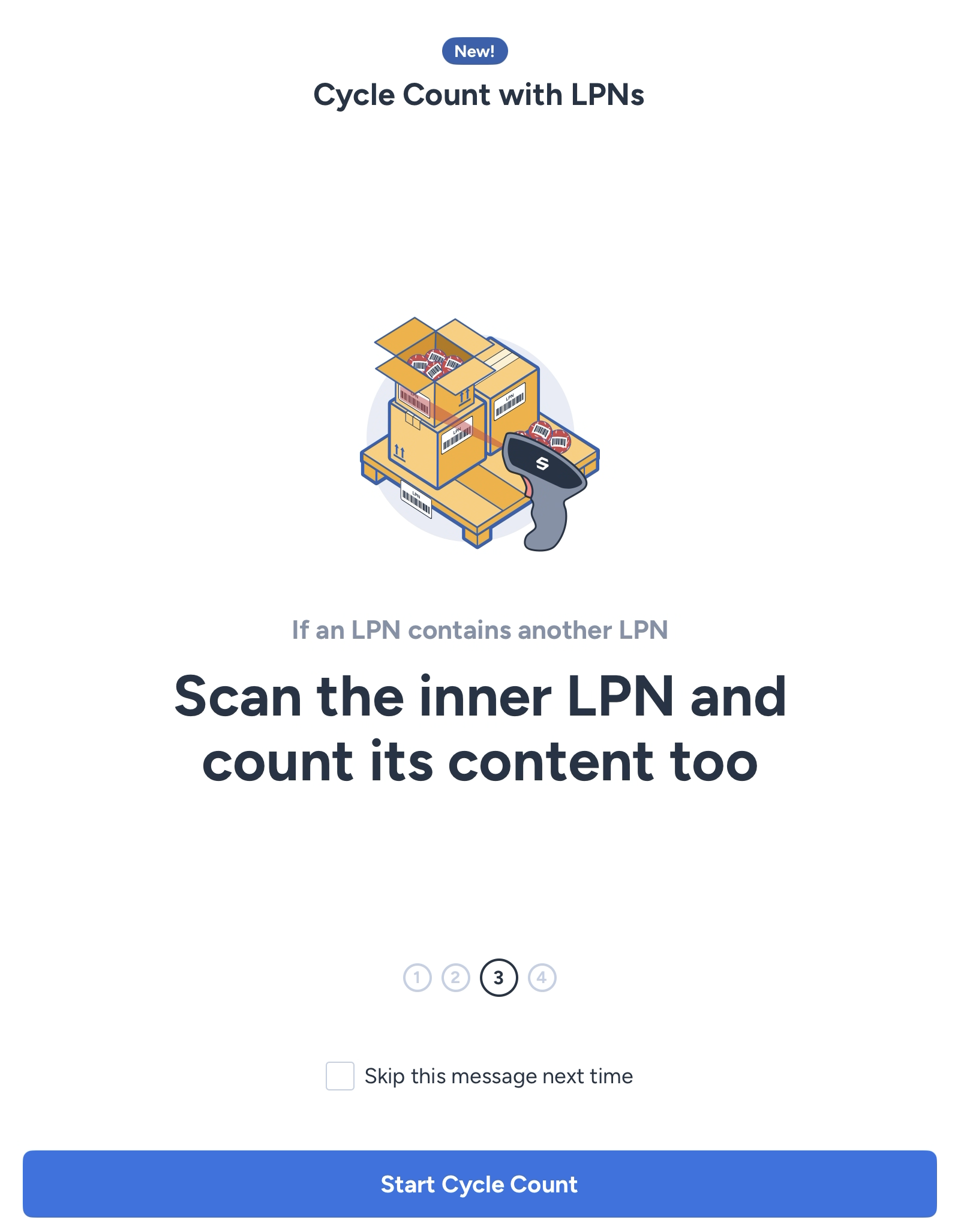 LPN cycle count guide screen 3 in ShipHero Mobile