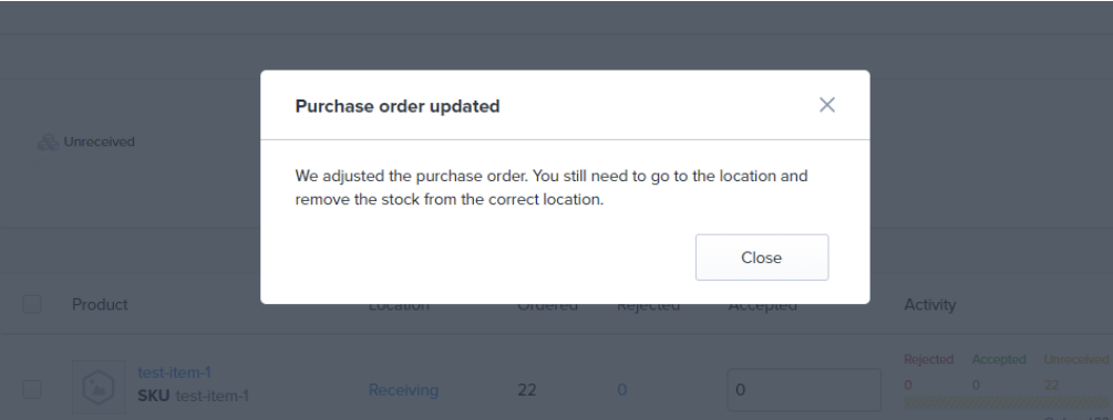 Reminder to remove stock from location
